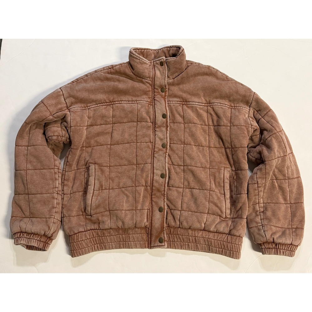Saltwater Luxe Rust Salmon Quilted Cotton Bomber Jacket S3824-CAML Small